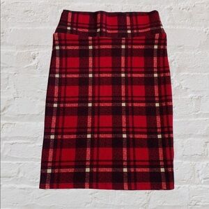 LuLaRoe Red Plaid Skirt XS Christmas Holiday